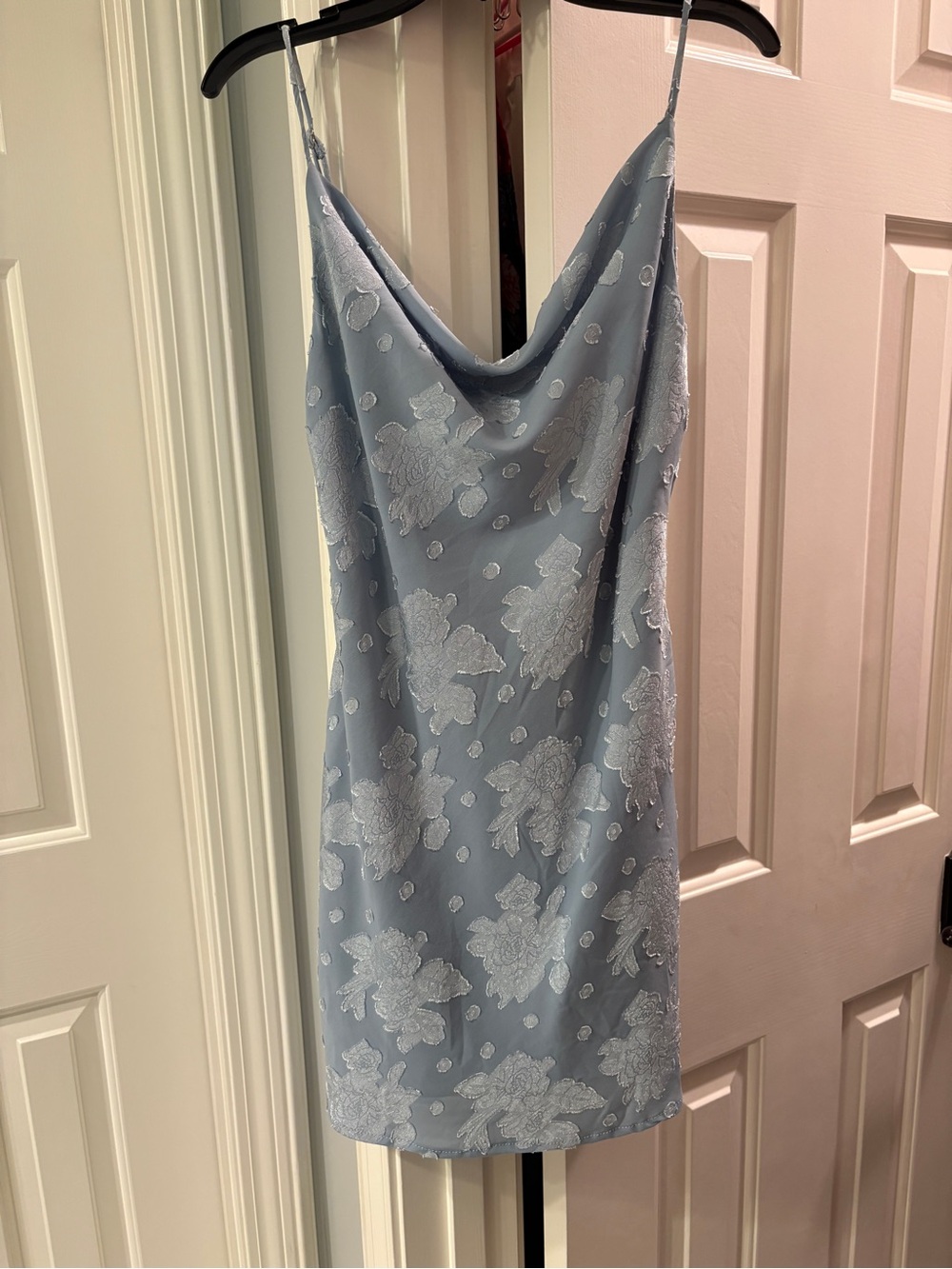 Hello Molly Light Blue Floral Cowl Neck Dress